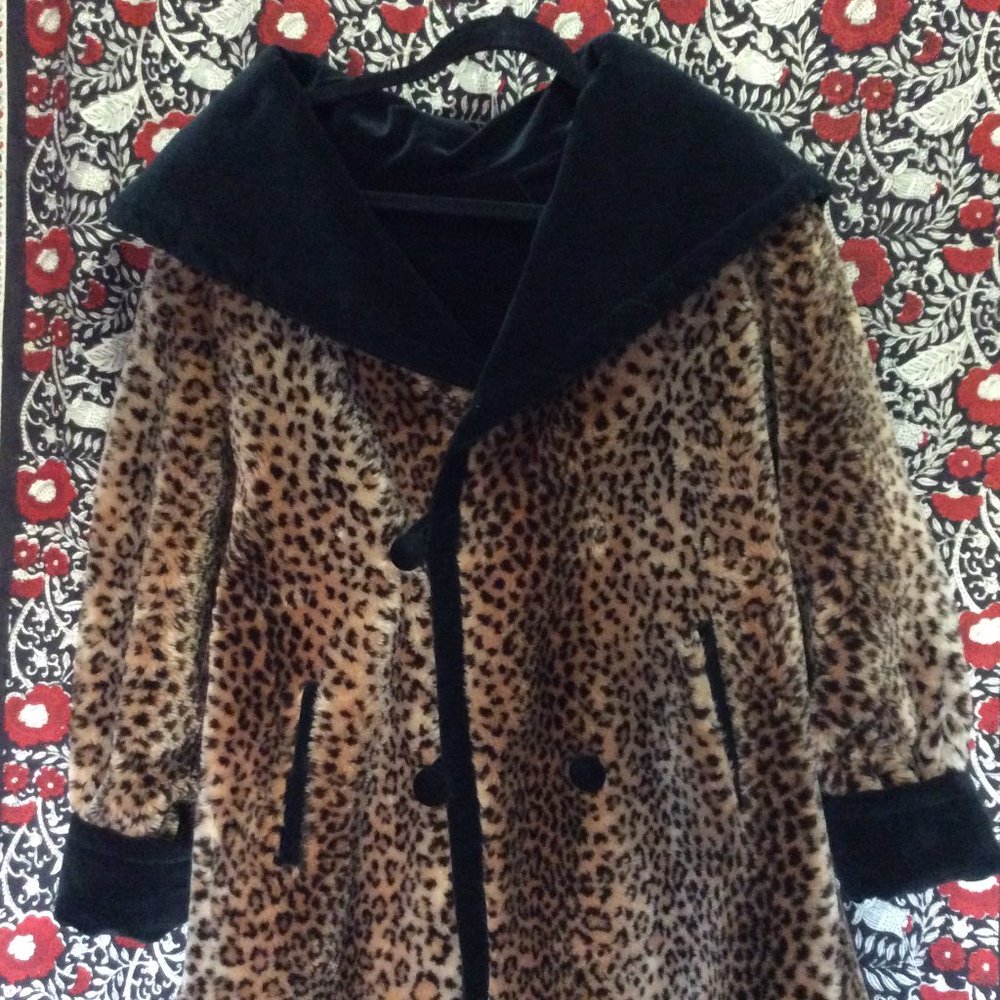 Reversible Faux Fur Leopard & Velvet Swing Coat